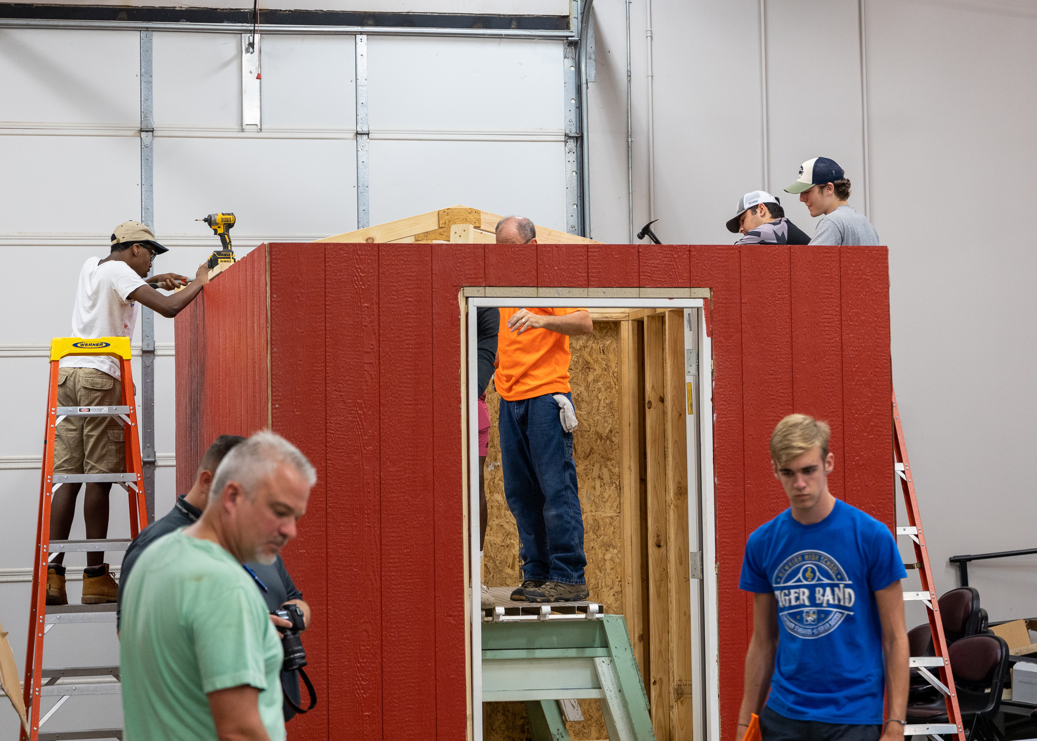 Students are show learning engineering, math, and more as they build a Tiny Home during summer 2022 Construction Management Summer Academy.