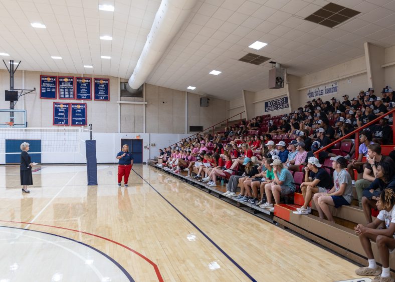 In this photo, SSC Athletic Director Leslie Sewell welcomes athletes across all sports to campus in the fall of 2023.