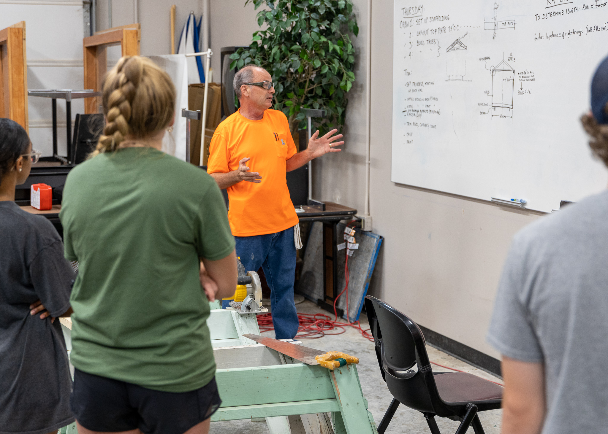 Students are show learning engineering, math, and more as they build a Tiny Home during summer 2022 Construction Management Summer Academy.