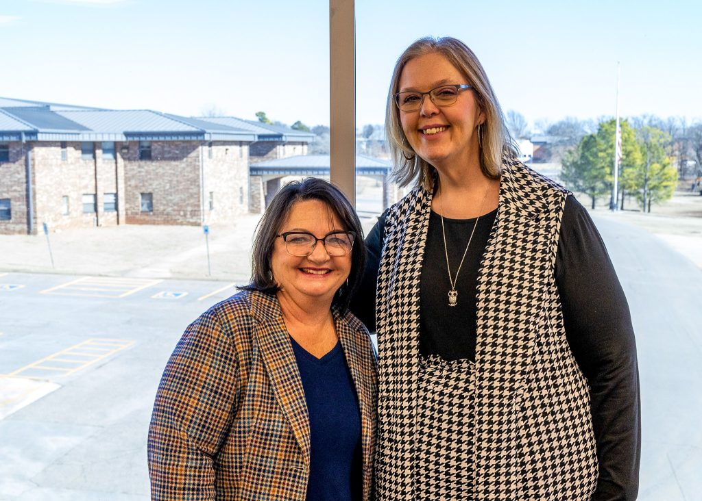 In this picture, Seminole State College Comptroller Julie Hix (left) and Vice President of Finance, Grants and Enrollment Melanie Rinehart pose for a photo to celebrate the success of the GEAR UP Dreamcatcher grant, which concluded in 2024. Hix formerly served as Director of SSC’s GEAR UP program for five of the grant’s seven years.