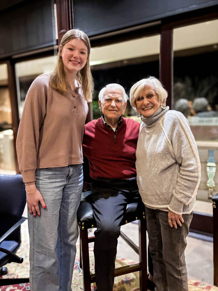 In this photo, SSC freshman Melanie Long, of Mustang, meets with former Governor George Nigh and former First Lady of Oklahoma Donna Nigh during the four-day Nigh Leadership Academy in Oklahoma City.